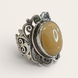 Bohemian ornate handmade Nepal 925 silver ring